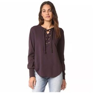 NWOT Young Fabulous And Broke YFB Noelle Lace Up Sweatshirt Eggplant Size m